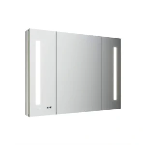 Fresca 40-in x 30-in Lighted LED Fog Free Surface/Recessed Mount LED Mirror Mirrored Soft Close Medicine Cabinet with Outlet