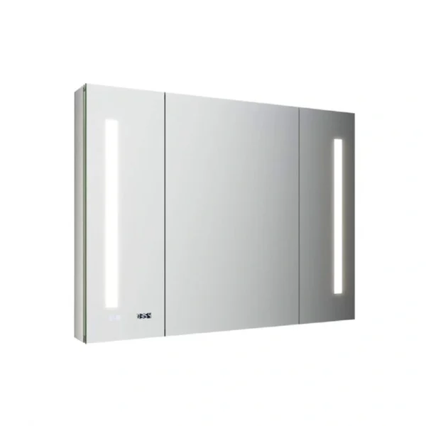 Fresca 40-in x 30-in Lighted LED Fog Free Surface/Recessed Mount LED Mirror Mirrored Soft Close Medicine Cabinet with Outlet