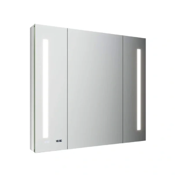 Fresca 40-in x 36-in Lighted LED Fog Free Surface/Recessed Mount LED Mirror Mirrored Soft Close Medicine Cabinet with Outlet