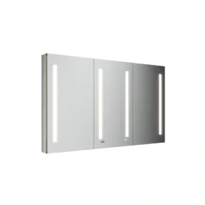 Fresca 60-in x 36-in Lighted LED Fog Free Surface/Recessed Mount LED Mirror Mirrored Soft Close Medicine Cabinet with Outlet