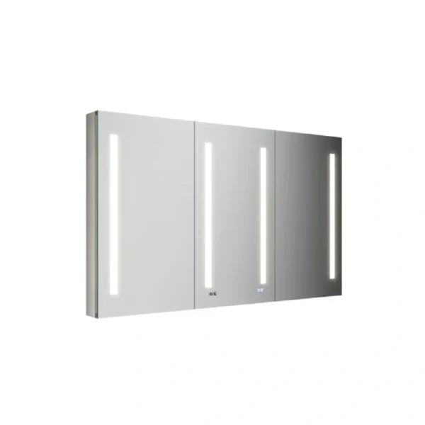 Fresca 60-in x 36-in Lighted LED Fog Free Surface/Recessed Mount LED Mirror Mirrored Soft Close Medicine Cabinet with Outlet