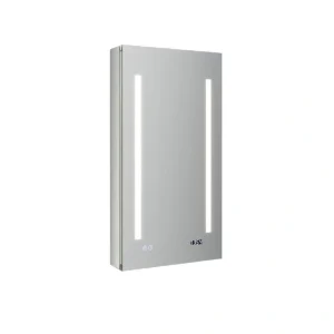 Fresca Tiempo 15-in x 30-in Lighted LED Fog Free Surface/Recessed Mount LED Mirror Mirrored Soft Close Medicine Cabinet with Outlet