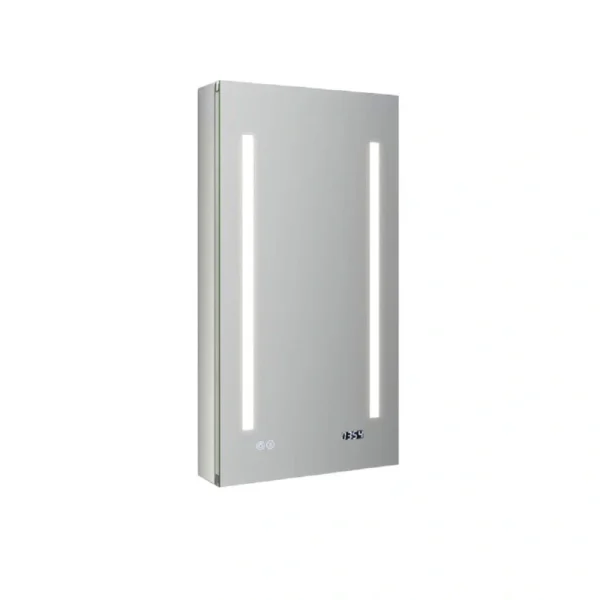 Fresca Tiempo 15-in x 30-in Lighted LED Fog Free Surface/Recessed Mount LED Mirror Mirrored Soft Close Medicine Cabinet with Outlet