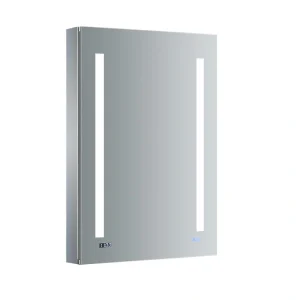 Fresca Tiempo 24-in x 36-in Lighted LED Fog Free Surface/Recessed Mount LED Lighting- Left Mirrored Soft Close Medicine Cabinet with Outlet