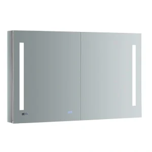 Fresca Tiempo 48-in x 30-in Lighted LED Fog Free Surface/Recessed Mount LED Lighting Mirrored Soft Close Medicine Cabinet with Outlet
