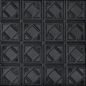 From Plain to Beautiful in Hours 2-ft x 2-ft Carnivale Satin Black Steel Surface-mount Ceiling Tile (6-Pack, 24-sq ft / Case)