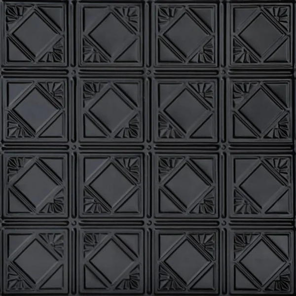From Plain to Beautiful in Hours 2-ft x 2-ft Carnivale Satin Black Steel Surface-mount Ceiling Tile (6-Pack, 24-sq ft / Case)