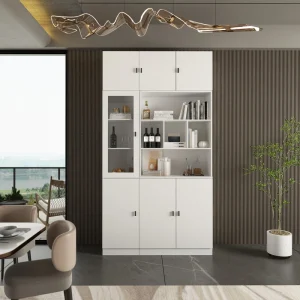 FUFU&GAGA 47.2-in W x 87.8-in H Mdf White Freestanding Utility Storage Cabinet T726922940