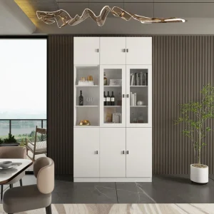 FUFU&GAGA 47.2-in W x 87.8-in H Mdf White Freestanding Utility Storage Cabinet T726922941