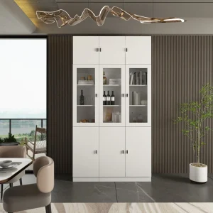FUFU&GAGA 47.2-in W x 87.8-in H Mdf White Freestanding Utility Storage Cabinet T726922950