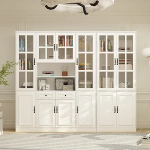 FUFU&GAGA 94.5-in W x 78.7-in H Mdf White Freestanding Utility Storage Cabinet