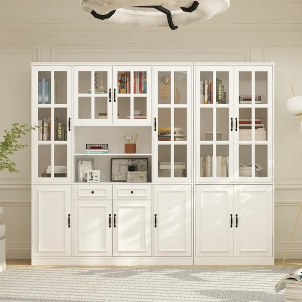FUFU&GAGA 94.5-in W x 78.7-in H Mdf White Freestanding Utility Storage Cabinet