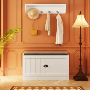 FUFU&GAGA Coat Rack Shoe Bench Set Hall Tree with Shoe Bench