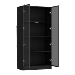 FUFU&GAGA Contemporary/Modern Black Curio Cabinet with Wine Storage T726922923