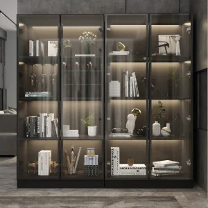 FUFU&GAGA Contemporary/Modern Black Curio Cabinet with Wine Storage T726922926