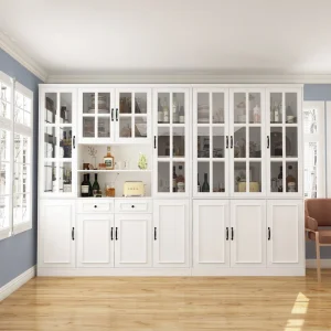 FUFU&GAGA Contemporary/Modern White China Cabinet with Wine Storage T726922921