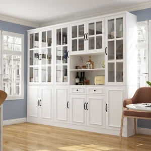FUFU&GAGA Contemporary/Modern White China Cabinet with Wine Storage T726922925
