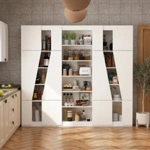 FUFU&GAGA Contemporary/Modern White Curio Cabinet with Wine Storage T726922917
