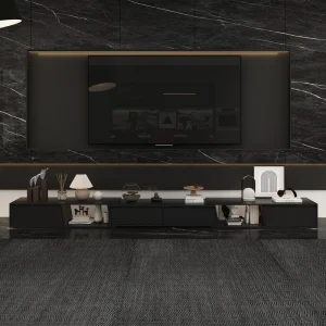 FUFU&GAGA Modern/Contemporary Black Tv Cabinet (Accommodates TVs more than 70-in) T726922897