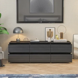 FUFU&GAGA Modern/Contemporary Black TV Cabinet (Accommodates TVs up to 70-in)
