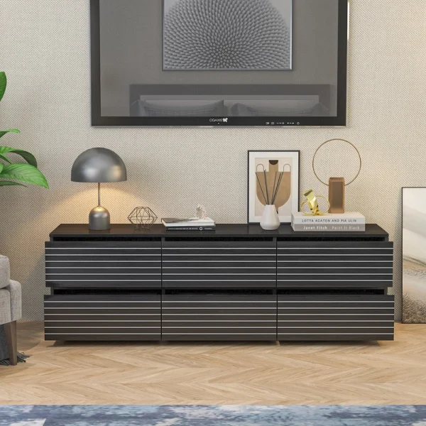 FUFU&GAGA Modern/Contemporary Black TV Cabinet (Accommodates TVs up to 70-in)