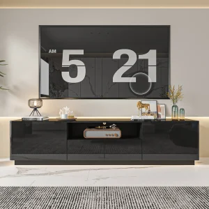FUFU&GAGA Modern/Contemporary Black Tv Cabinet Integrated Tv Mount (Accommodates TVs up to 70-in) T726922892