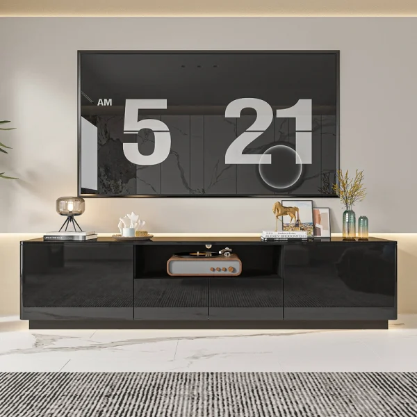 FUFU&GAGA Modern/Contemporary Black Tv Cabinet Integrated Tv Mount (Accommodates TVs up to 70-in) T726922892