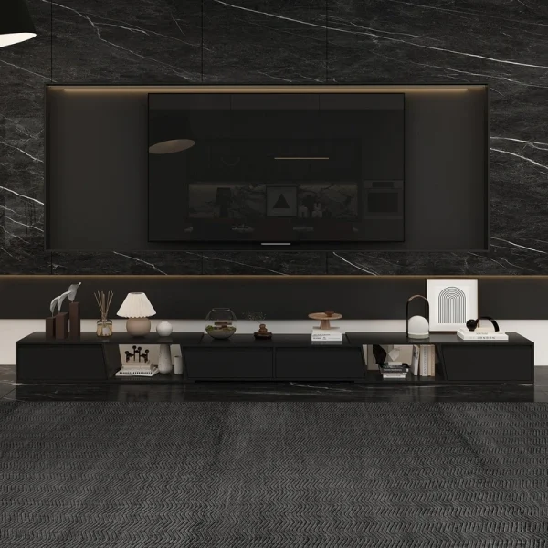 FUFU&GAGA Modern/Contemporary Black Tv Cabinet Integrated Tv Mount (Accommodates TVs up to 70-in) T726922898