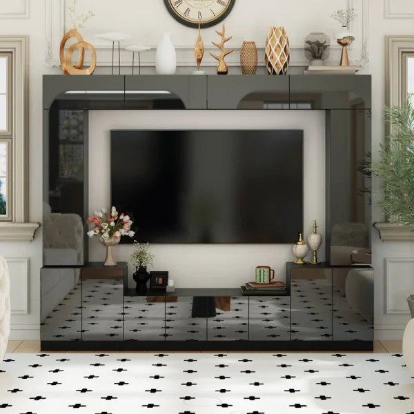 FUFU&GAGA Modern/Contemporary Black Tv Cabinet Integrated Tv Mount (Accommodates TVs up to 80-in) T726922890