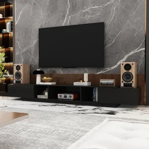 FUFU&GAGA Modern/Contemporary Black Tv Cabinet Integrated Tv Mount (Accommodates TVs up to 80-in) T726922891