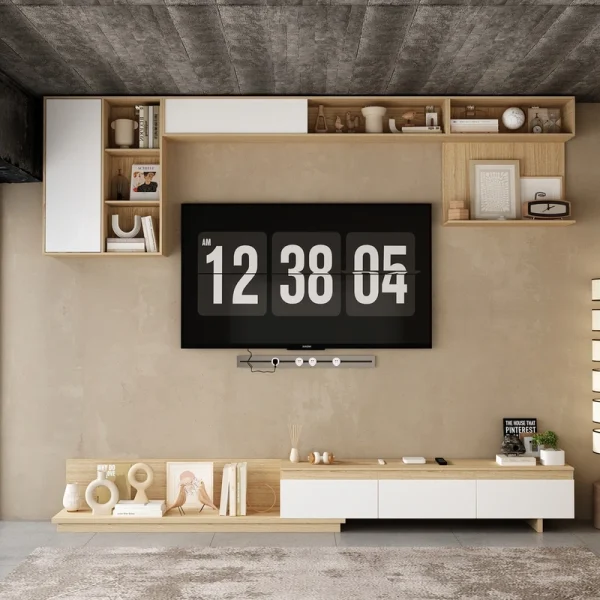 FUFU&GAGA Modern/Contemporary Brown+White Tv Cabinet (Accommodates TVs up to 70-in) T726922886
