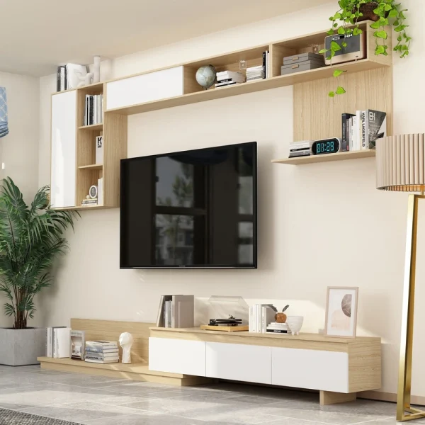 FUFU&GAGA Modern/Contemporary Brown+White Tv Cabinet (Accommodates TVs up to 70-in) T726922914