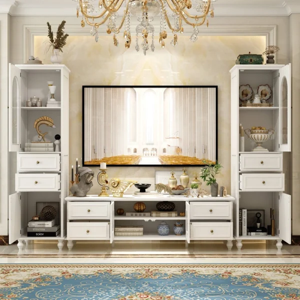 FUFU&GAGA Modern/Contemporary White Tv Cabinet Integrated Tv Mount (Accommodates TVs up to 60-in)