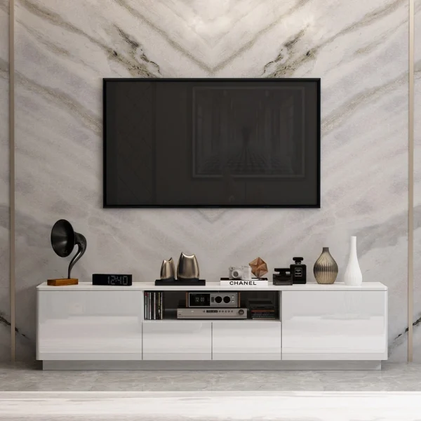 FUFU&GAGA Modern  TV Stand for 70-75 inch TVs with Large Storage 4 Drawers with Lights for Gaming, Living Room, Bedroom