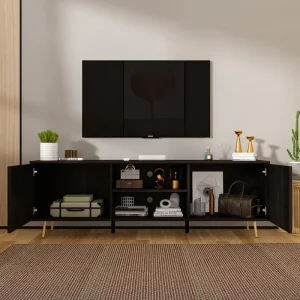 FUFU&GAGA TV Stand Modern/Contemporary Dark Brown Tv Cabinet Integrated Tv Mount (Accommodates TVs up to 70-in)