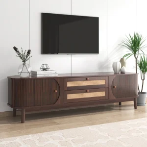Fun Orange Modern/Contemporary Natural Wood+Brown Tv Cabinet (Accommodates TVs up to 70-in)
