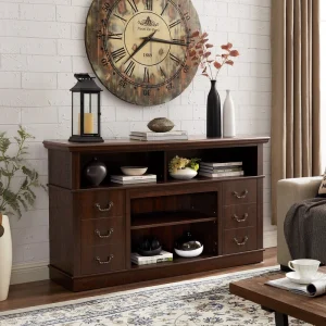 Fun Orange TV-STAND Farmhouse/Rustic Espresso Tv Cabinet (Accommodates TVs up to 65-in)