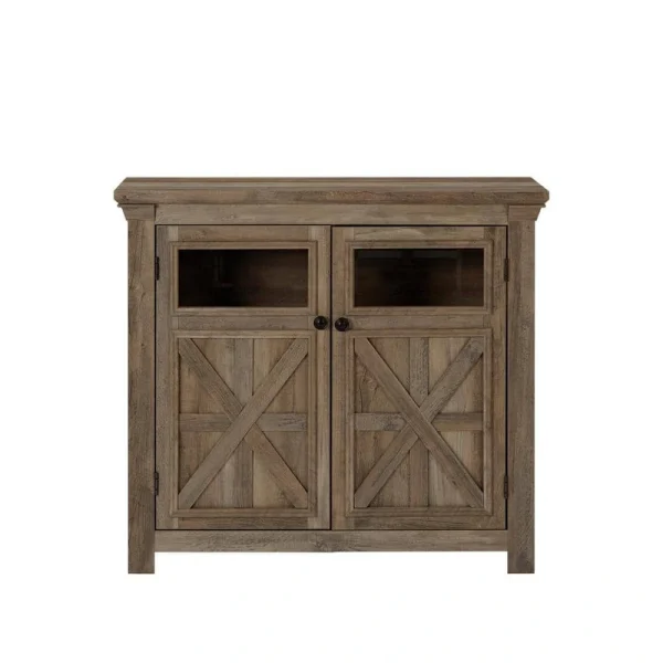 FUNKOL 38 in. x 15.35 in. x 35 in. Gray Wash Vintage MDF Storage Cabinet with 2-Doors