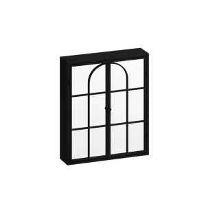 FUNKOL 5.91-in W x 23.62-in D x 27.56-in H in Black Iron Ready to Assemble Wall Kitchen Cabinet with Mirror