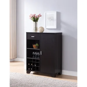 Furniture of America Garrett 31-in x 40-in Brown Rectangle Bar Cabinet