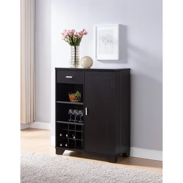 Furniture of America Garrett 31-in x 40-in Brown Rectangle Bar Cabinet