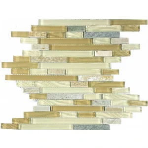 GBM New Era II California 12 x 12 Random Linear Glass and Stone Mosaic Tile