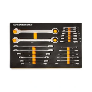 GEARWRENCH 21-Piece 72T SAE Standard and Stubby Ratcheting Wrench Set with EVA Foam Tray
