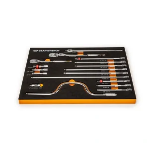 GEARWRENCH 3/8 in. Drive 90-Tooth Ratchets and Drive Tool Set in EVA Foam Tray (17-Piece)
