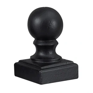 Gilpin 2-in x 2-in Black Painted Cast Iron Post Cap for Steel Fence Series – Ball Cap Design