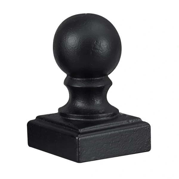 Gilpin 2-in x 2-in Black Painted Cast Iron Post Cap for Steel Fence Series – Ball Cap Design