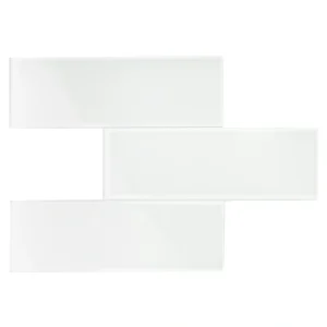 Giorbello Classic Premium White 3-in x 9-in Glossy Glass Subway Wall Tile (5-sq. ft/ Carton)