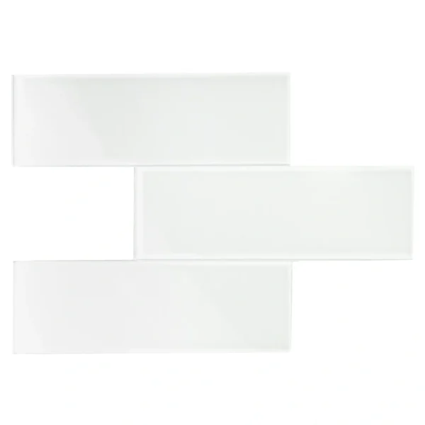 Giorbello Classic Premium White 3-in x 9-in Glossy Glass Subway Wall Tile (5-sq. ft/ Carton)