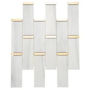 Giorbello Marble and mosaics White and Gray 11-in x 12-in Polished Natural Stone Marble Linear Marble Look Tile (4.8-sq. ft/ Carton)