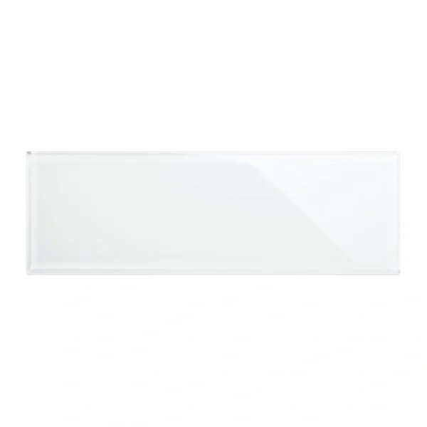 Giorbello (Sample) 4×12 Glass Subway Tiles Bright White 4-in x 12-in Glossy Glass Brick Subway Wall Tile